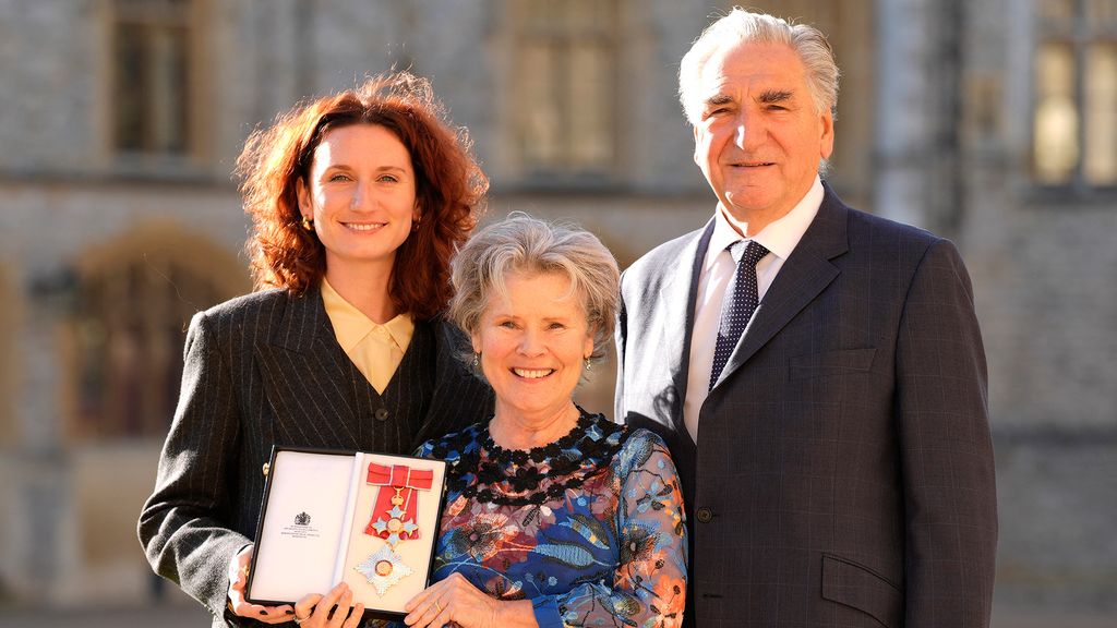 Bessie Carter, Imelda Staunton and Jim Carter at Windsor Castle in Windsor