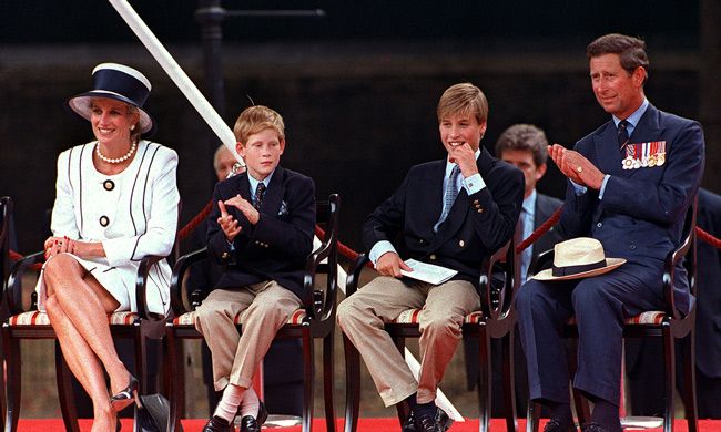 diana and charles sat with sons harry and william