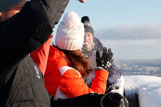 Kate Middleton throws a snowball at Prince William in Norway in 2018