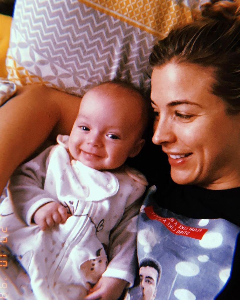 Gemma Atkinson cuddling baby Mia in bed throwback photo