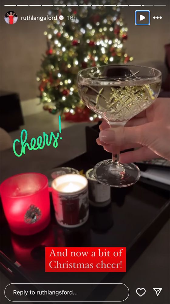 Ruth Langsford toasting to "a bit of Christmas cheer" 