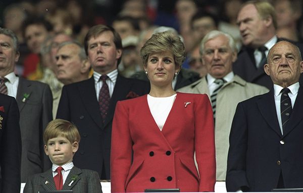 princess diana young prince harry watching rugby