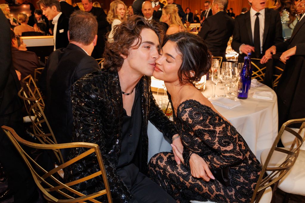 Kylie Jenner and Timothee Chalamet kissing