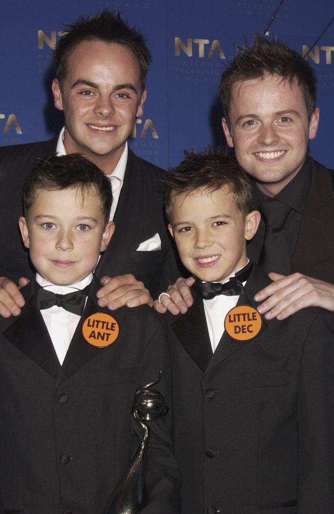 Ant McPartlin, Declan Donnelly, Little Ant and Little Dec attend the 2003 National TV Awards