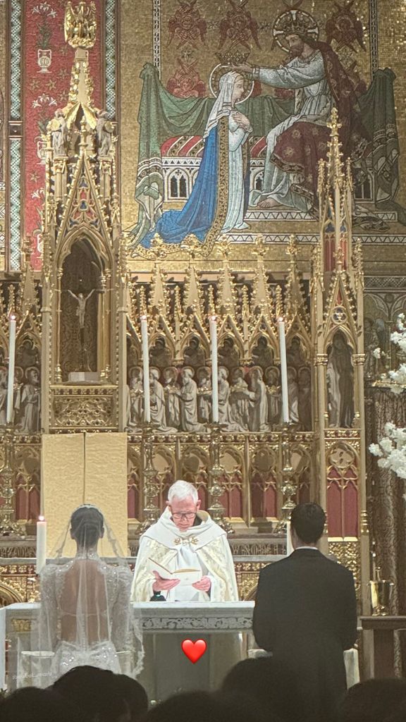 The couple tied the knot at the Church of the Immaculate Conception in Mayfair, London