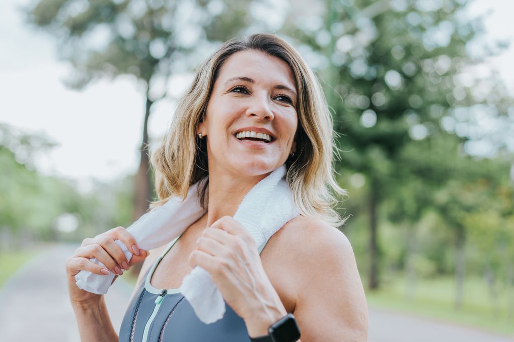 happy woman working out.