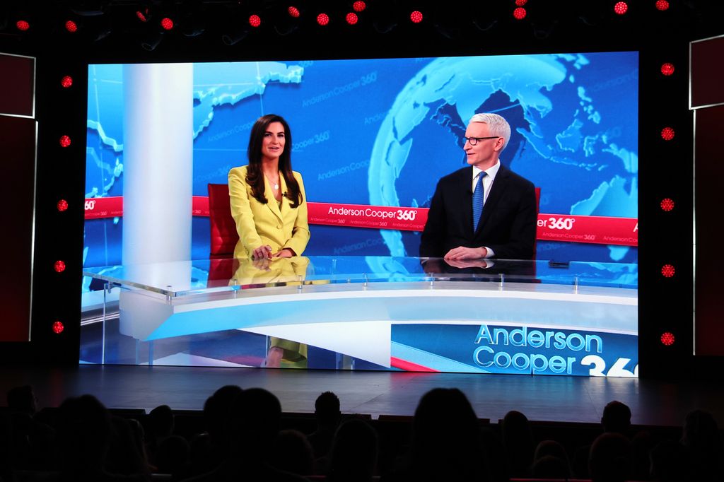 Anderson Cooper at his Anderson Cooper 360 desk