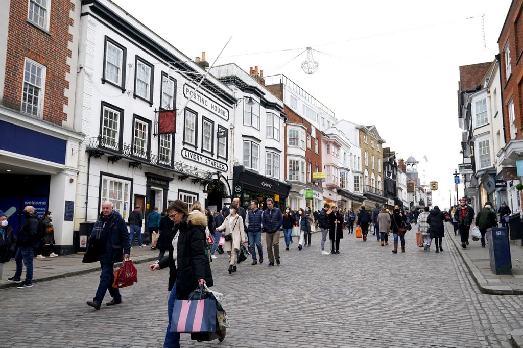 Christmas shoppers in Guildford High Street.