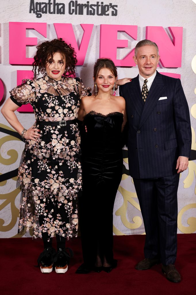 Helena Bonham Carter, Mia McKenna-Bruce and Martin Freeman at the UK premiere