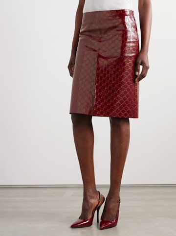 GUCCI Embossed crinkled patent-leather skirt