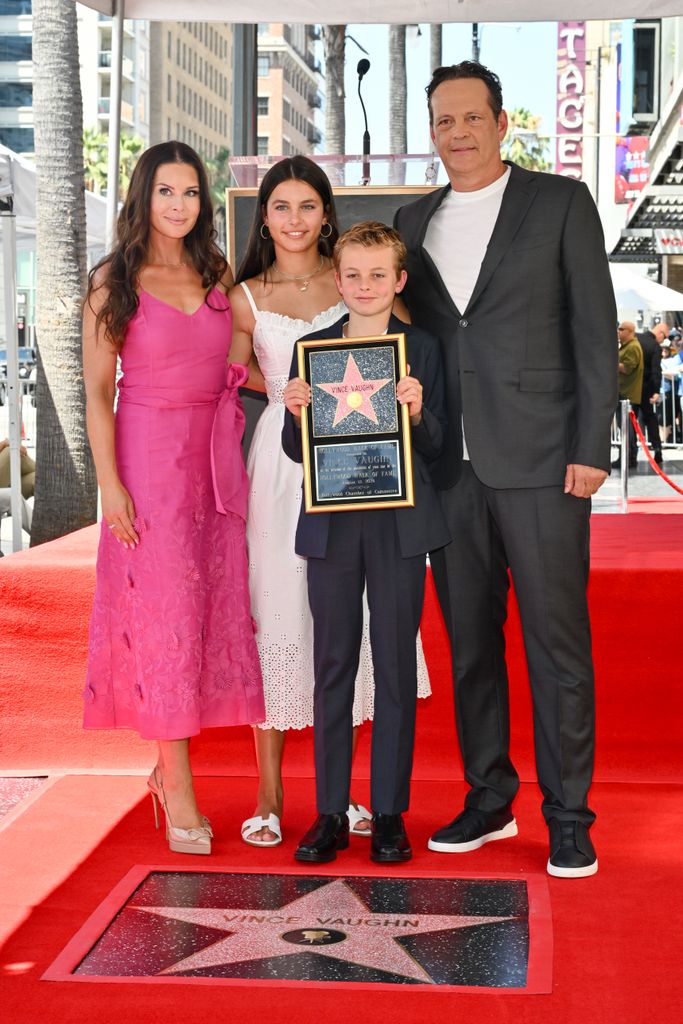 vince vaughn and family at hollywood walk of fame ceremony