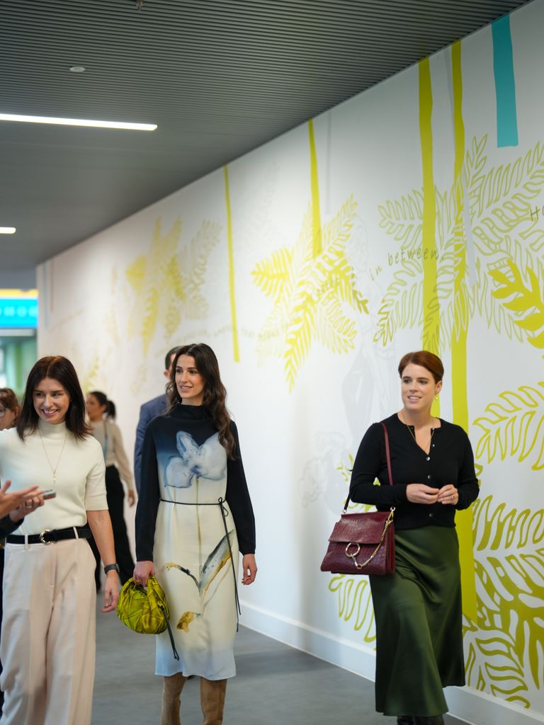 Rajwa wore a floral printed dress while Eugenie opted for knitwear and a satin skirt