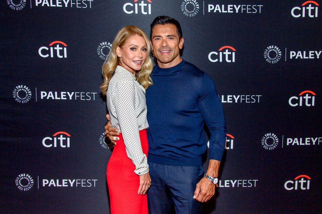 Kelly Ripa and Mark Consuelos attend "Live with Kelly and Mark" at PaleyFest NY 2023 at The Paley Museum on October 11, 2023 in New York City.