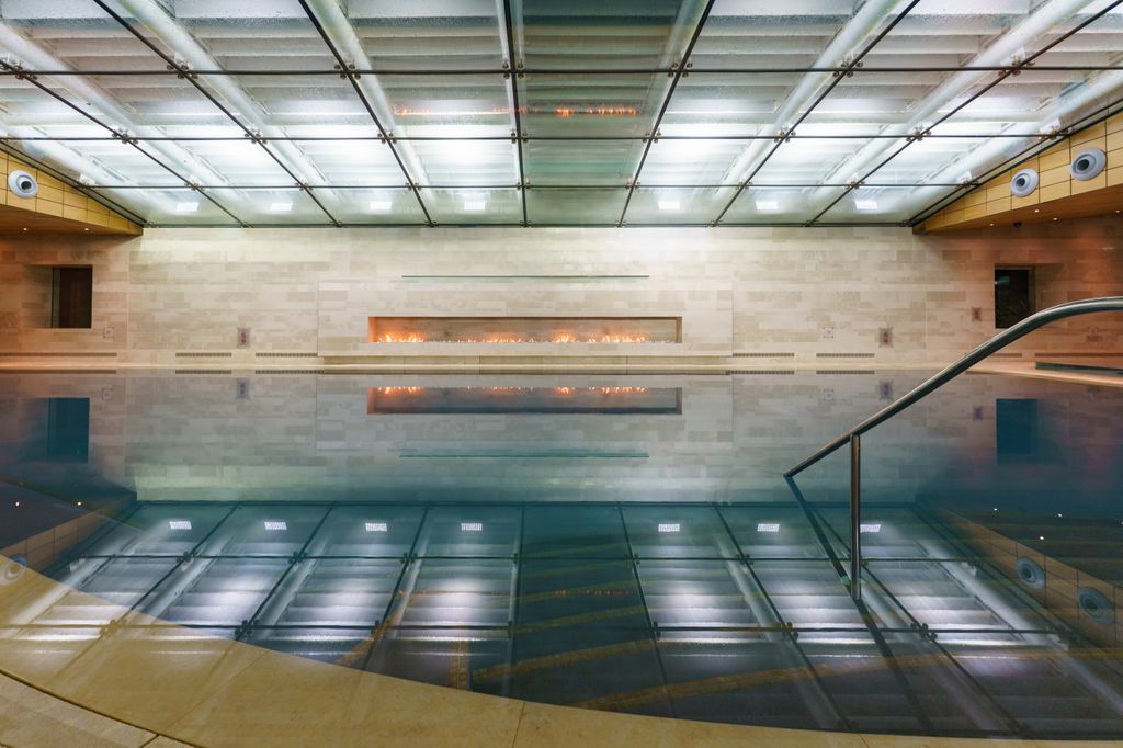 A swimming pool in a spa