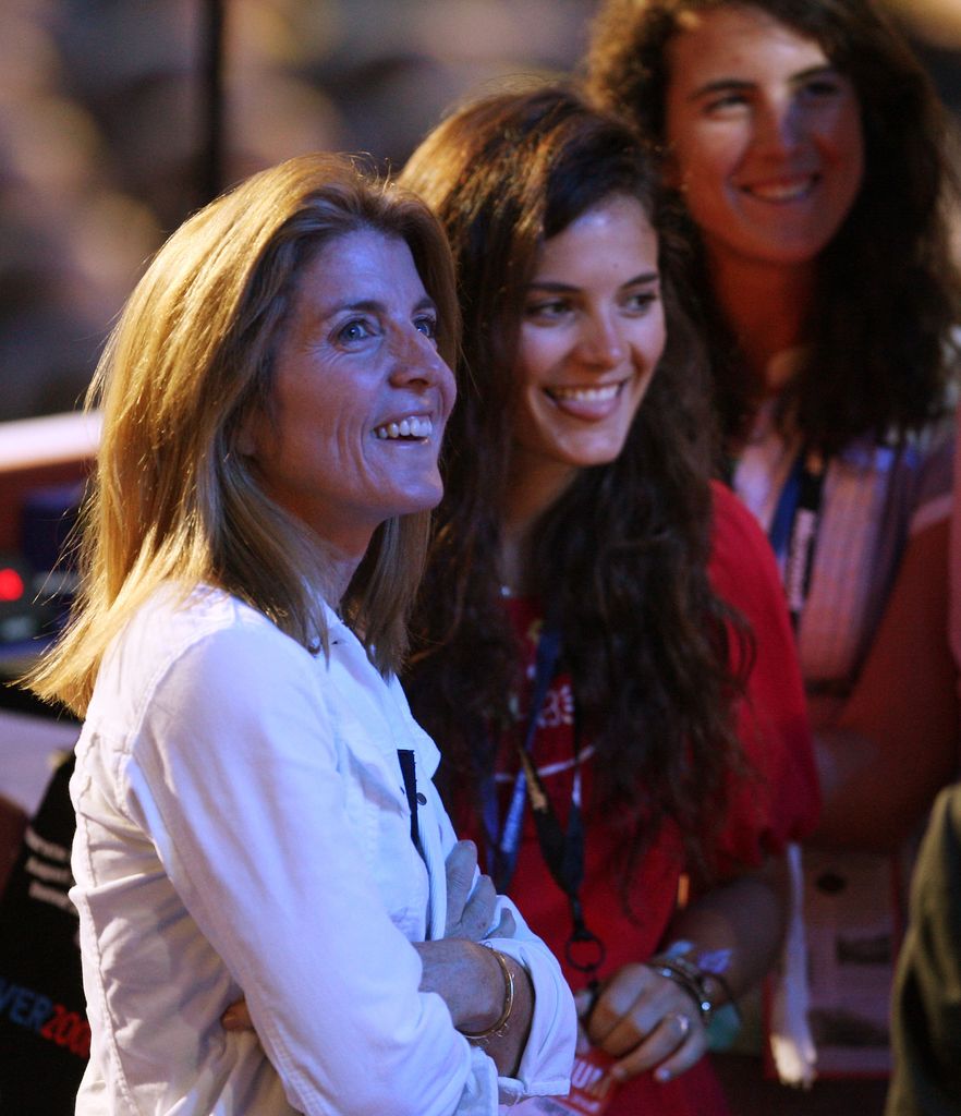 Caroline Kennedy Schlossberg and daughters Rose Schlossberg and Tatiana Schlossberg2 stand at the podium before the first session of day one of the Democratic National Convention (DNC) at the Pepsi Center August 25, 2008 in Denver, Colorado. The DNC, where U.S. Sen. Barack Obama (D-IL) will be officially nominated as the Democratic candidate for U.S. president, starts today and finishes August 28th