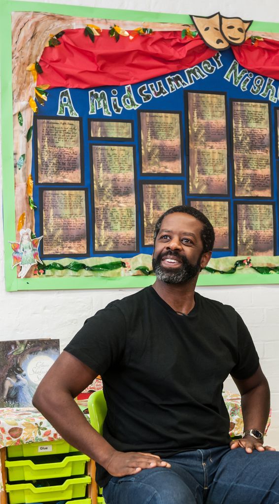 Adrian Lester visiting a primary school 