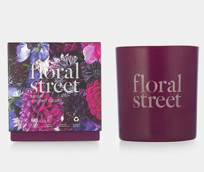 candle floral street purple