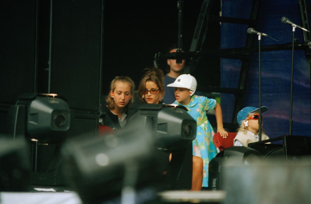 Lisa Marie Presley with her children Danielle Riley and Benjamin during her former husband Michael Jackson's HIStory concert at Wembley, 15th July 1997