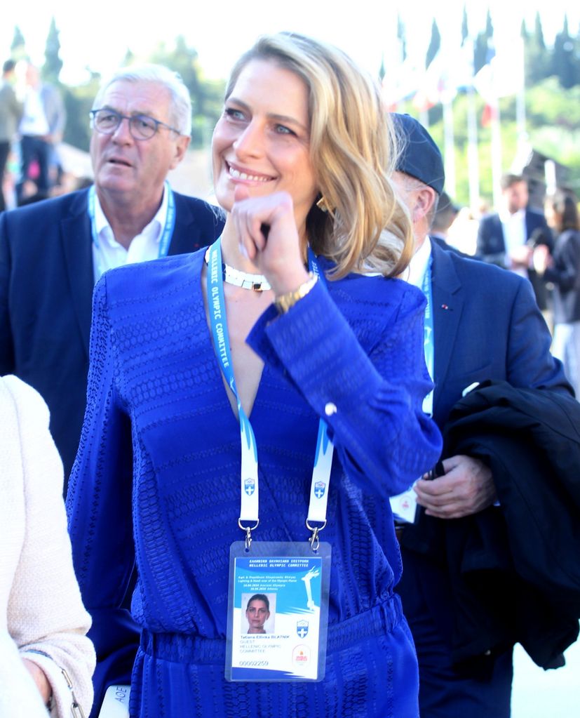 Princess Tatiana in a blue outfit at Olympic handover