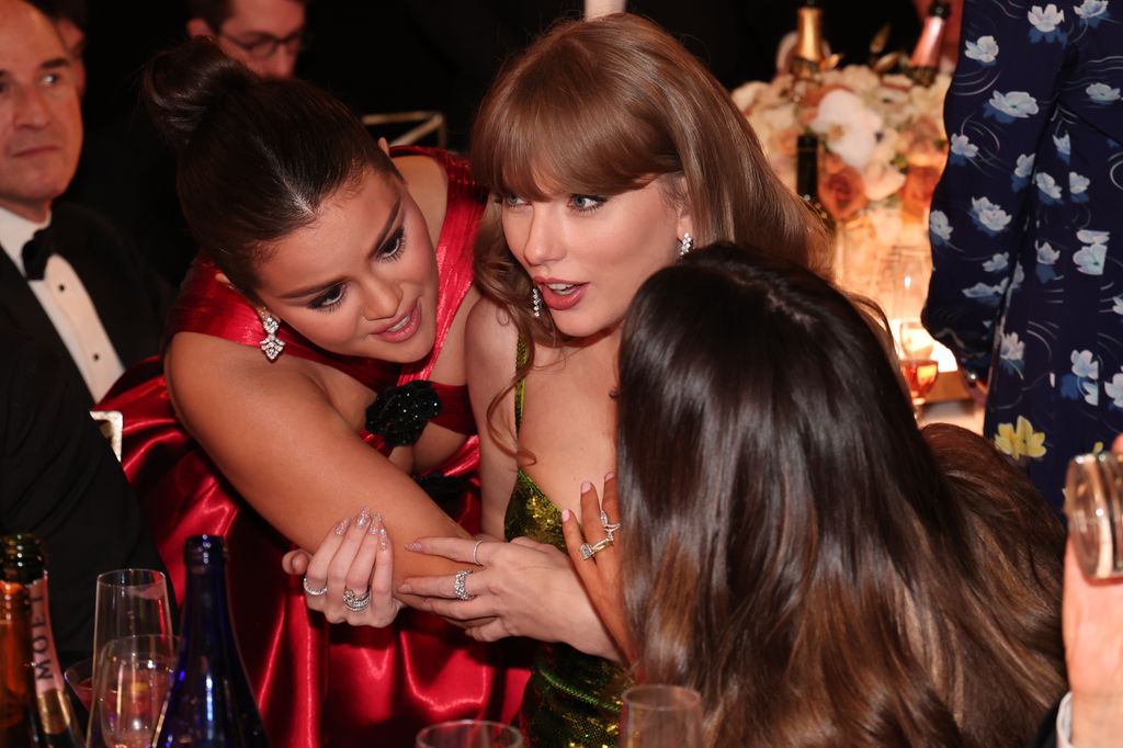 Selena Gomez and Taylor Swift at the 81st Golden Globe Awards held at the Beverly Hilton Hotel 