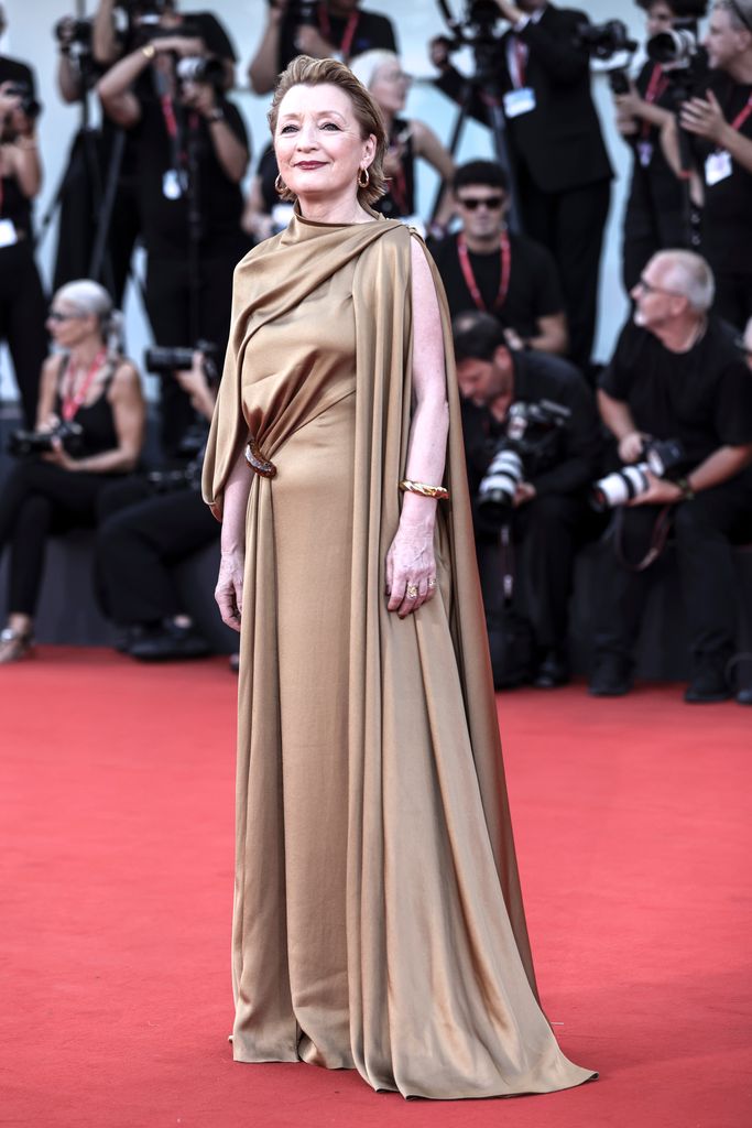 Lesley Manville attends the "Queer" red carpet during the 81st Venice International Film Festival on September 03, 2024 in Venice, Italy