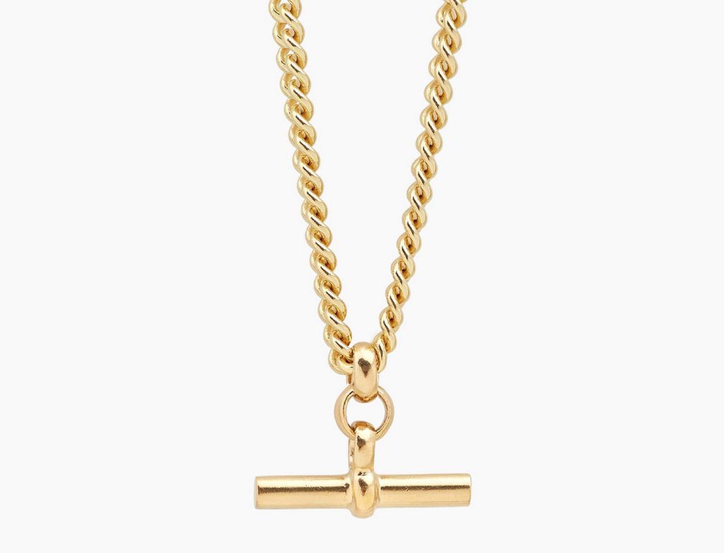  Tilly Sveaas Gold T-Bar Curb Link Necklace