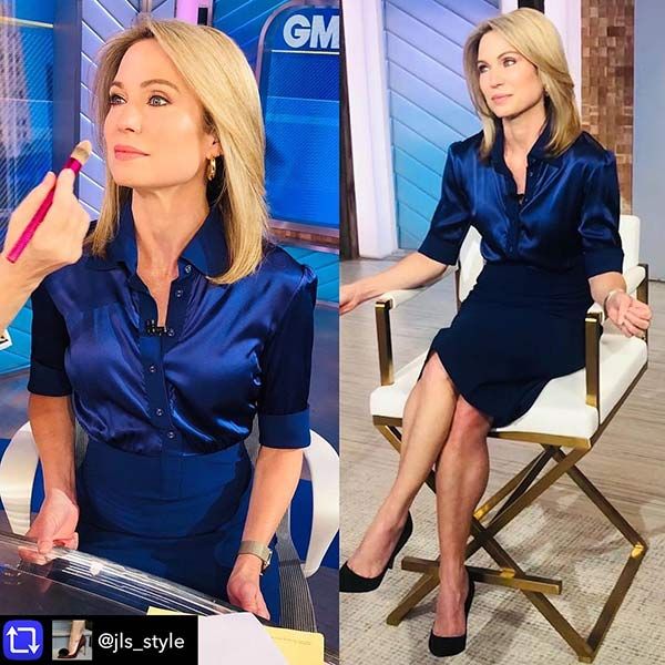 GMA's Amy Robach showcases toned legs in silky dress that gets fans ...