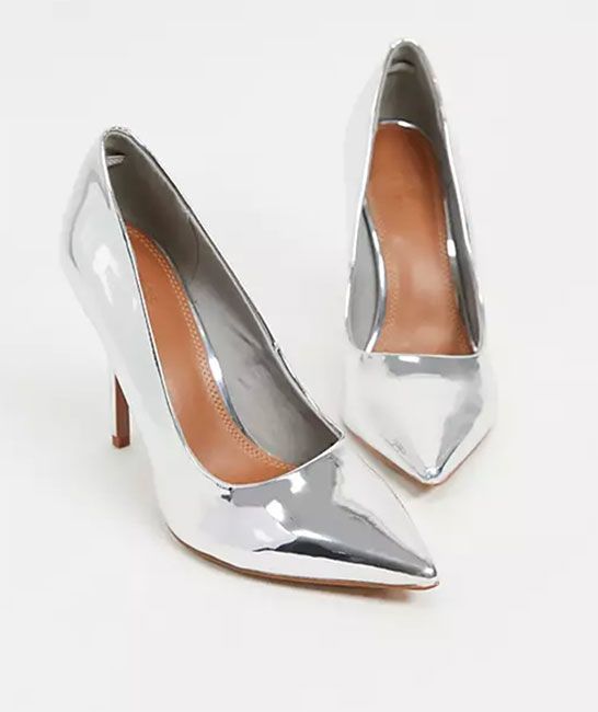 silver metallic shoes