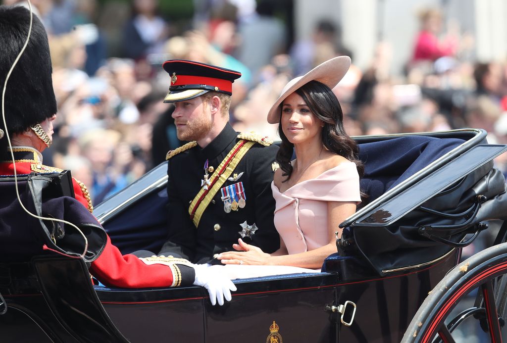 Prince Harry and Meghan Markle during Trooping the Colour in 2018