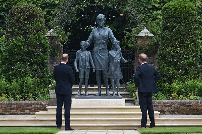 princes william and harry at princess diana statue unveiling