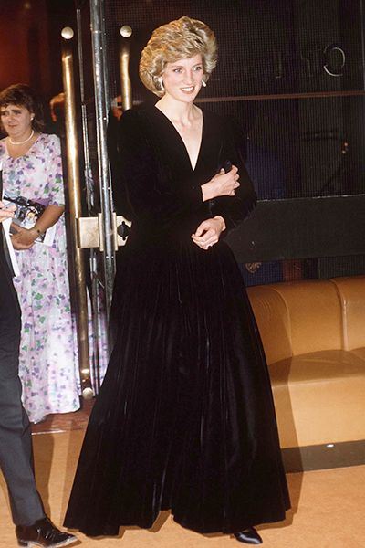 Princess Diana Wears A Black Velvet Dress