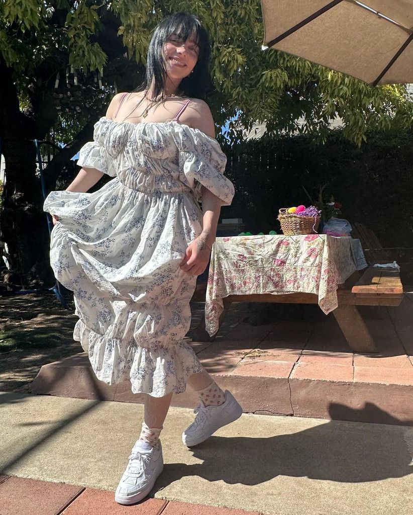Billie Eilish posed in the sunshine rocking a floral dress