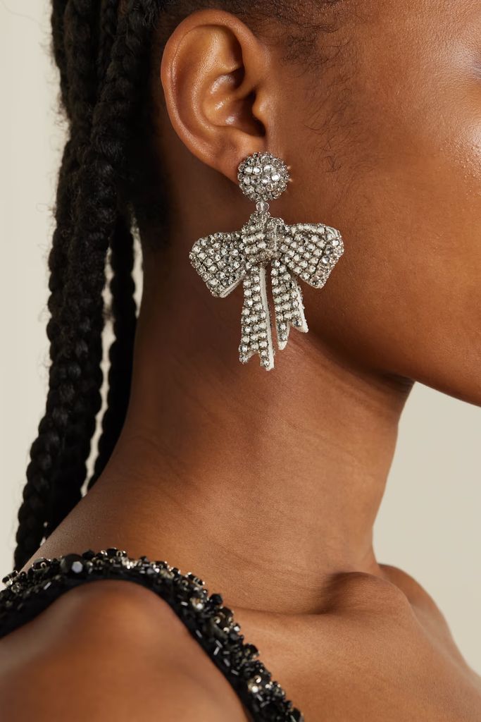 OSCAR DE LA RENTA Silver-tone crystal earrings