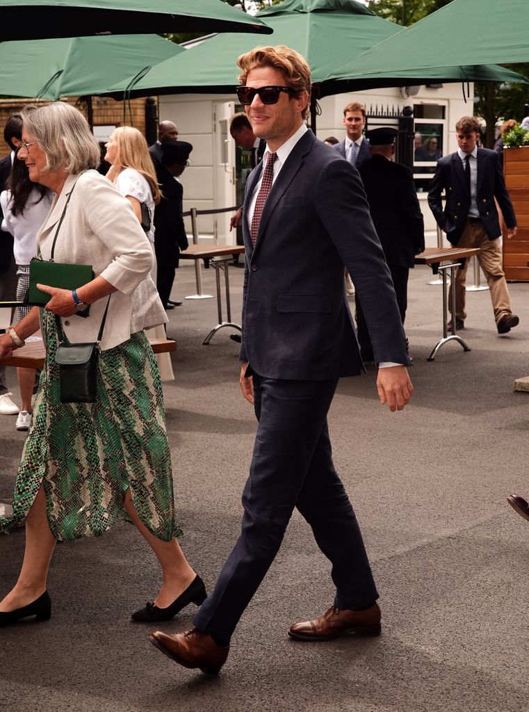 James Norton arrives on day twelve of the 2024 Wimbledon Championships at the All England Lawn Tennis and Croquet Club, London