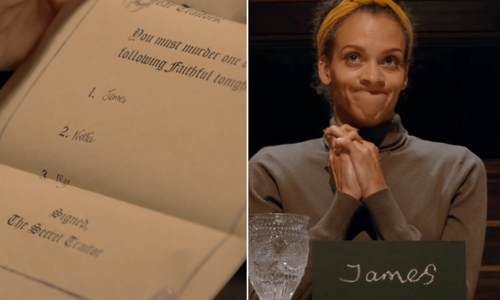 handwritten letter, and Roxy at the roundtable on The Traitors