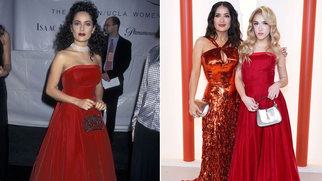 salma hayek and salma with daughter in same red dress