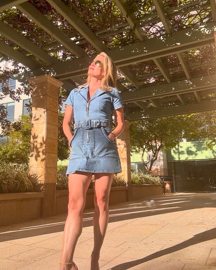 Amy Robach looked fabulous in a denim mini dress as she spent time in LA
