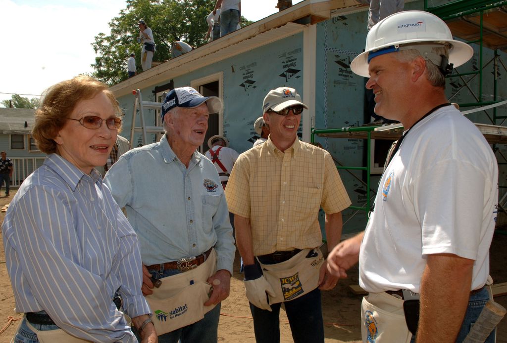 Rosalynn Carter, Former President Jimmy Carter, son Jeff Carter, Habitat for Humanity - 2005