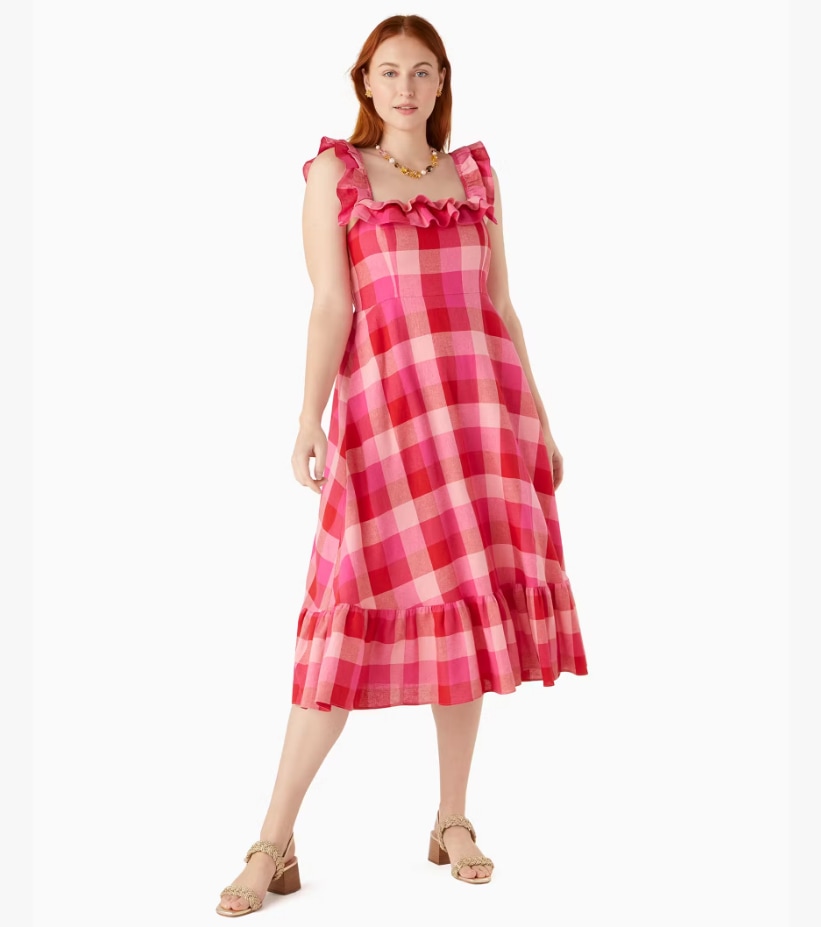   Kate Spade Picnic Woven Ruffle Midi Dress.