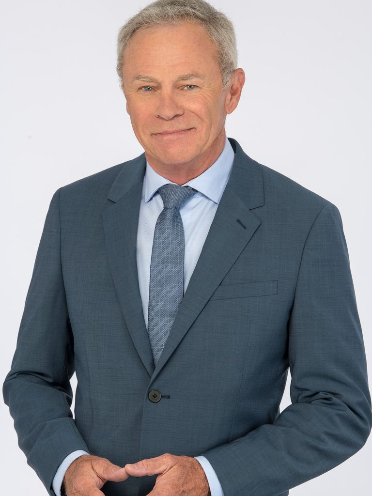 tristan rogers wearing blue suit
