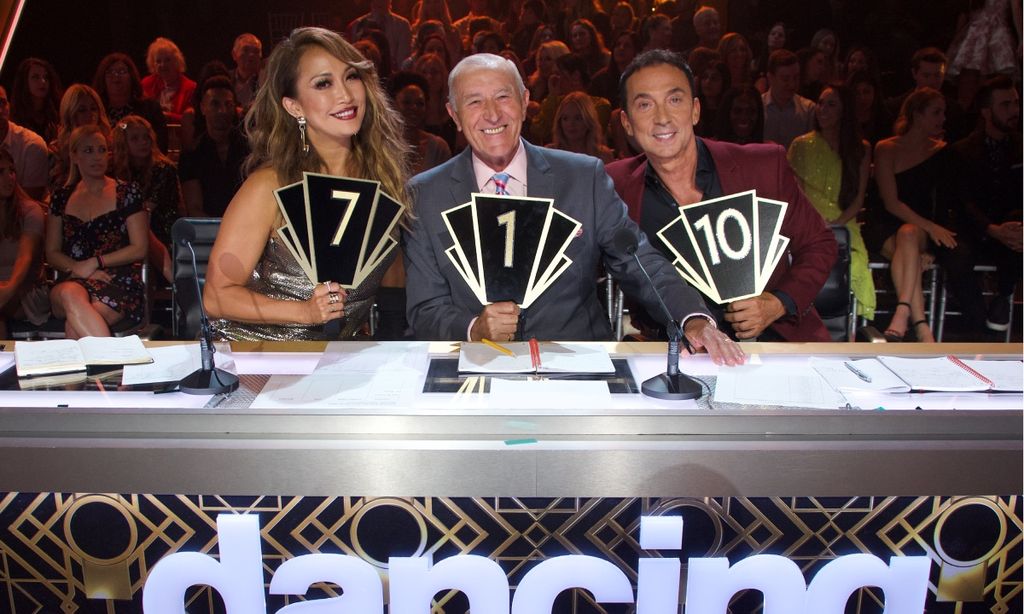 Dancing with the Stars judges Carrie Ann Inaba, Len Goodman, and Bruno Tonioli