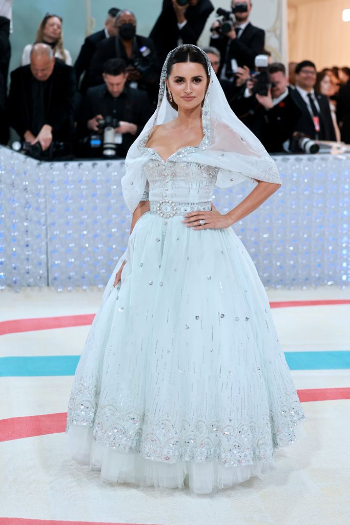 Penélope Cruz stunned in a sheer hooded ball gown from Chanel's SS88 collection