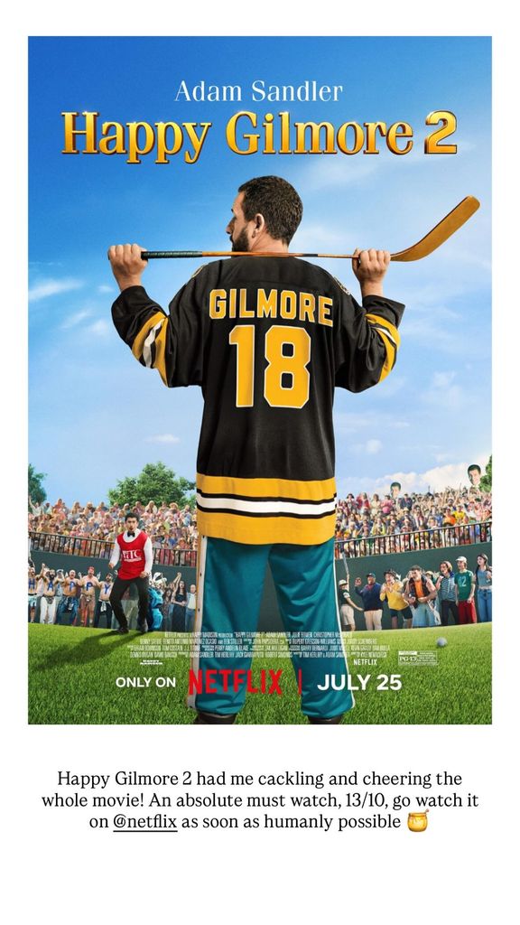 photo of happy gilmore 2 poster with comment from taylor swift 