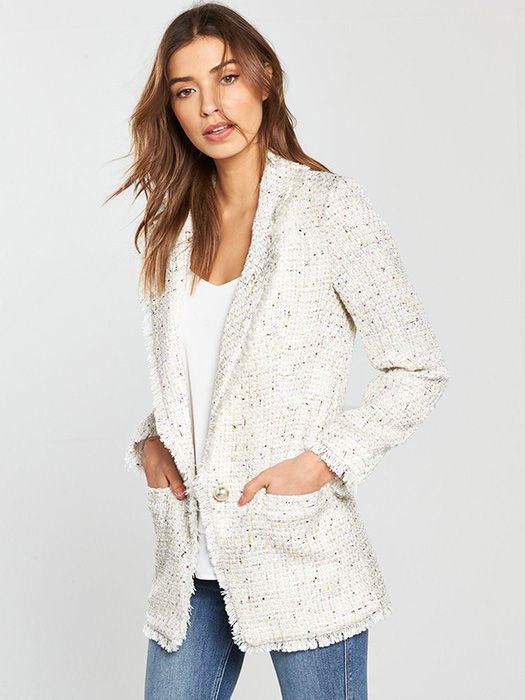 The bouclé jacket is trending right now