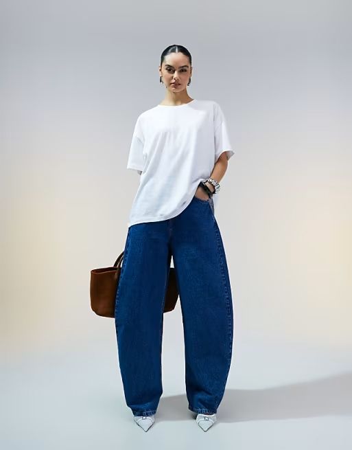 ASOS DESIGN High Waisted Barrel Leg Jeans