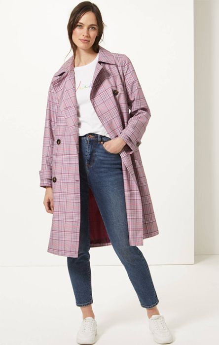 marks and spencer pink check coat