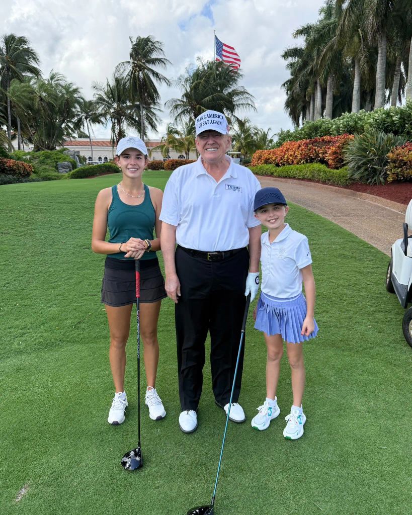 Donald Trump with his grandchildren Kai and Chloe