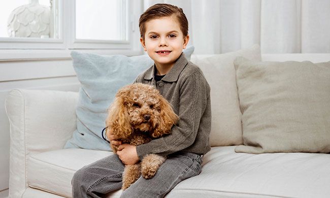 Prince Oscar of Sweden and pet dog Rio