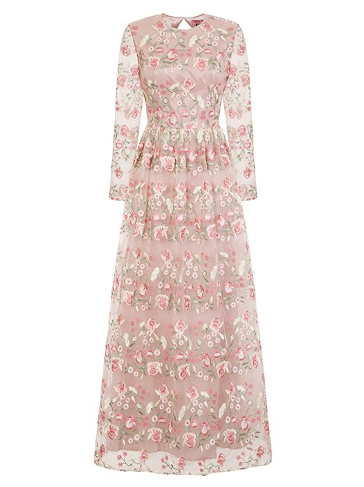 pink embroidered maxi dress chi chi london