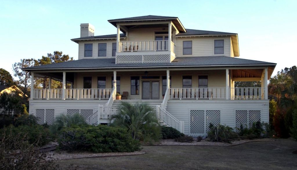 The beach front home of Sandra Bullock is seen January 11, 2002 on Tybee Island, Georgia. Bullock bought the home after filming "Forces of Nature". The island faces the Savannah river inlet east of Savannah where portions of the movie where filmed.